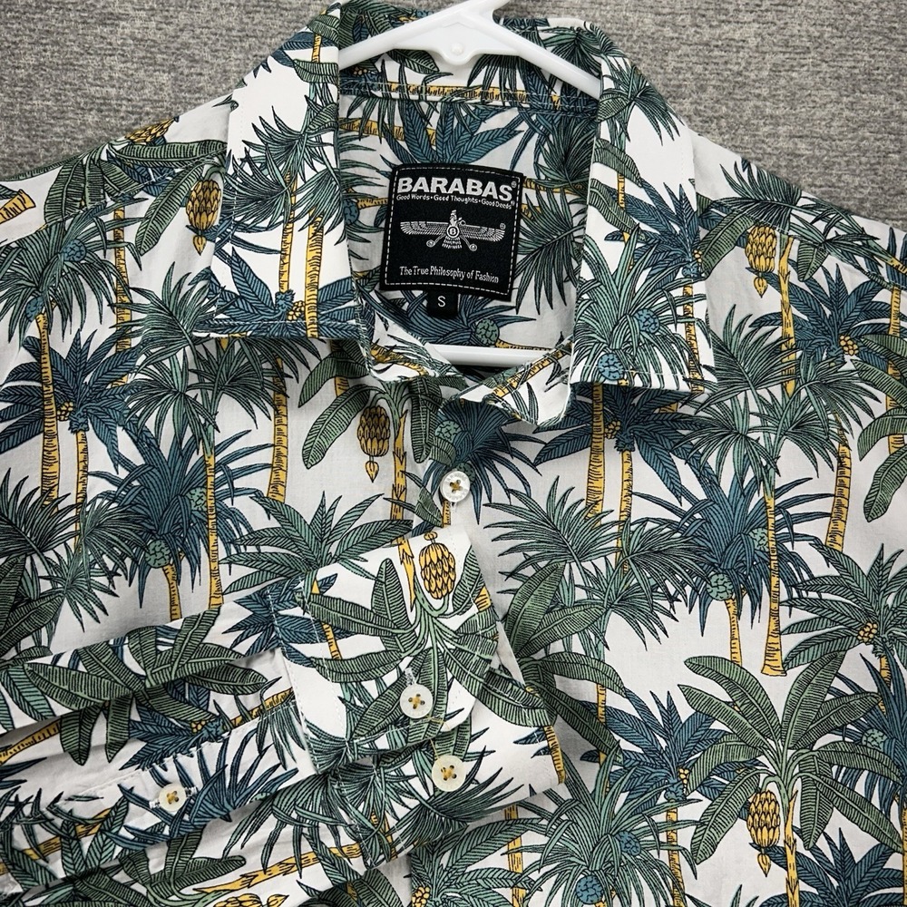 Barabas Hawaiin Shirt Men Size Small Palm Trees Long Sleeve Casual‎